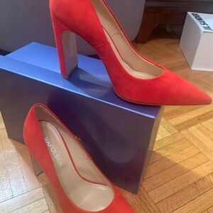 Red  suede Women's Heels Napoleoni made in Italy retail $750 38